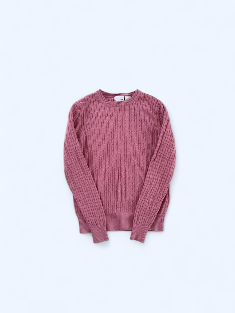 Cotton cable knit crewneck sweater by Kim Rogers size S